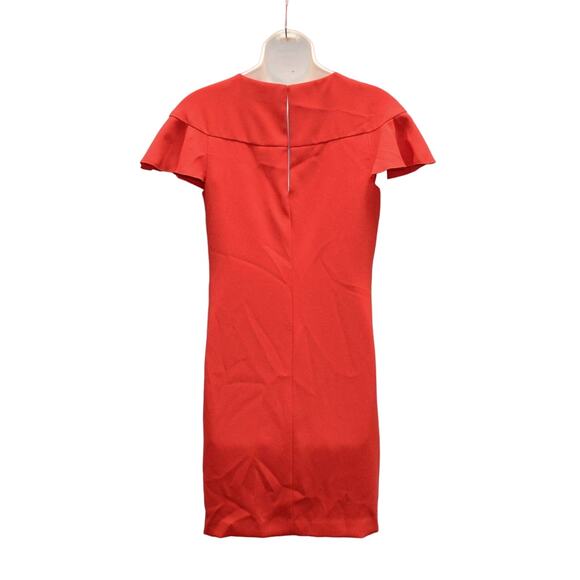 C0 NWT TRINA TURK Red Ruffle Detail Straight Hemline Splash Dress Size 2 $278 - Picture 4 of 6